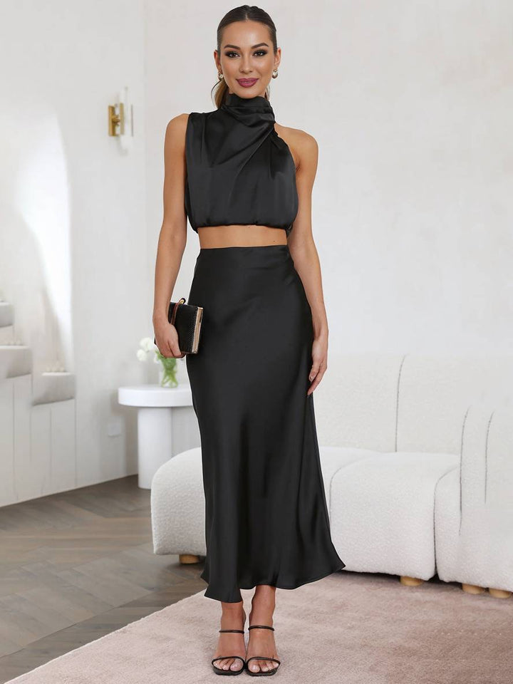 Damen Maxi Zweiteiler für Hochzeitsgäste im Sommer in Schwarz