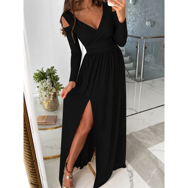 Damen Maxikleid für Hochzeitsgäste im Herbst in Schwarz