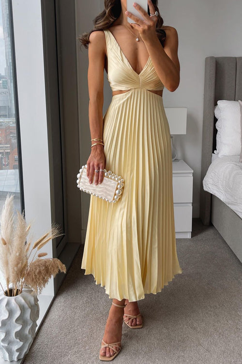 Damen Maxikleid für Hochzeitsgäste im Sommer in Gelb 1