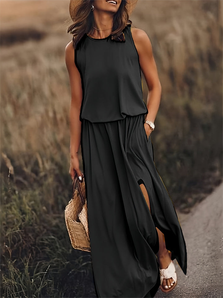 Damen Maxikleid im Boho-Stil für Herbsttage in Schwarz