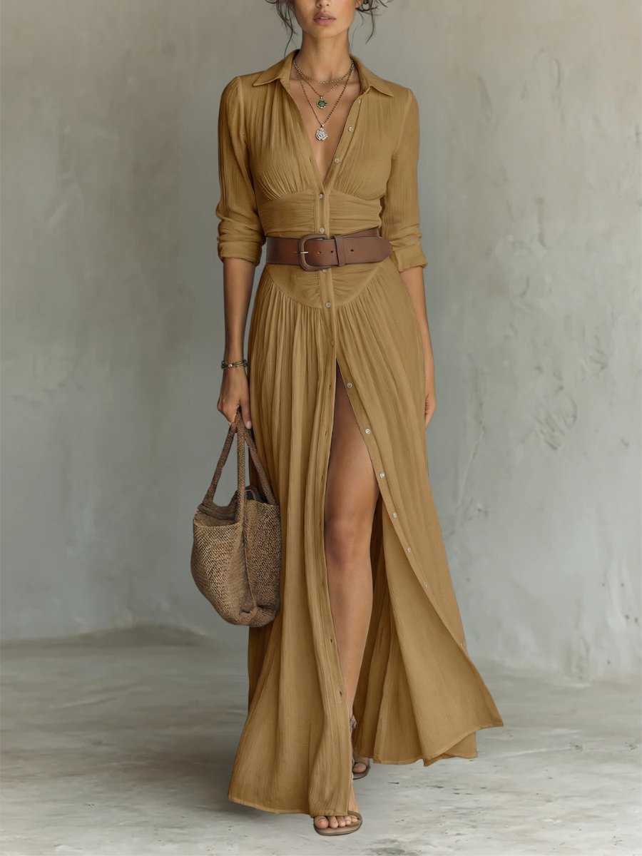 Damen Maxikleid im Boho-Stil für Sommer in Braun