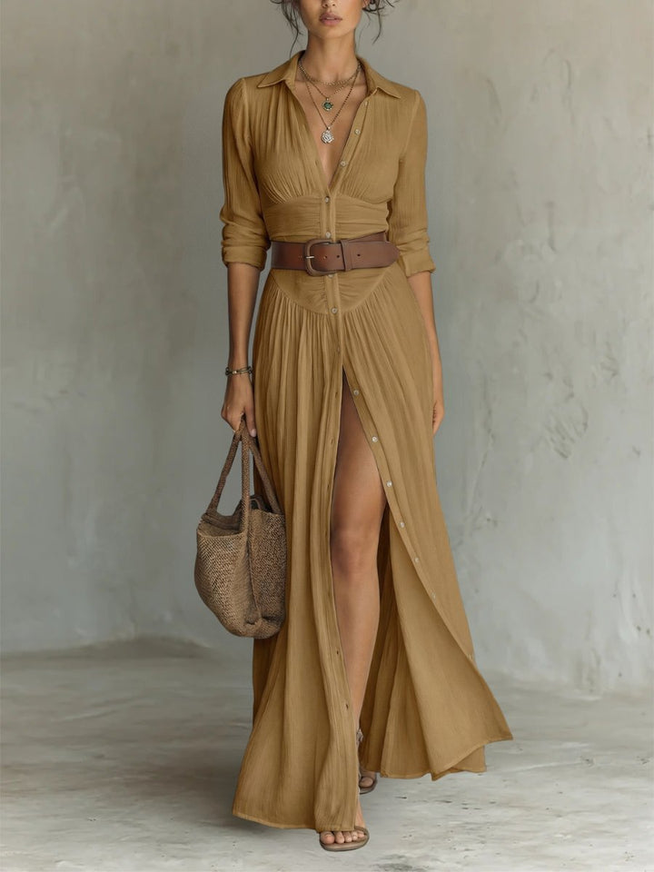 Damen Maxikleid im Boho-Stil für Sommer in Braun