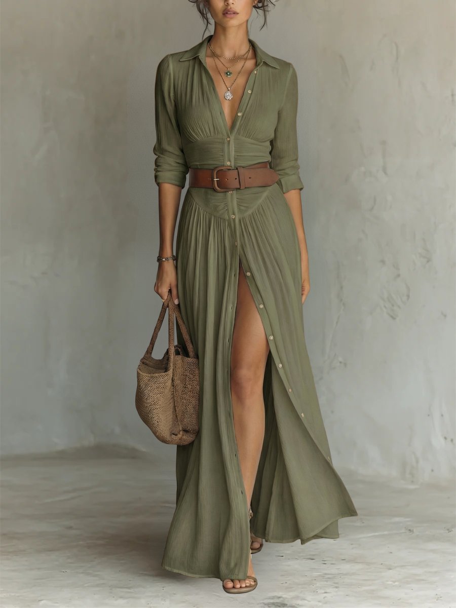 Damen Maxikleid im Boho-Stil für Sommer in Grün
