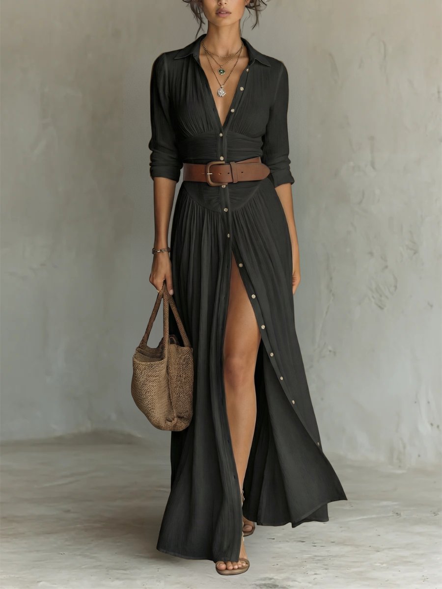 Damen Maxikleid im Boho-Stil für Sommer in Schwarz