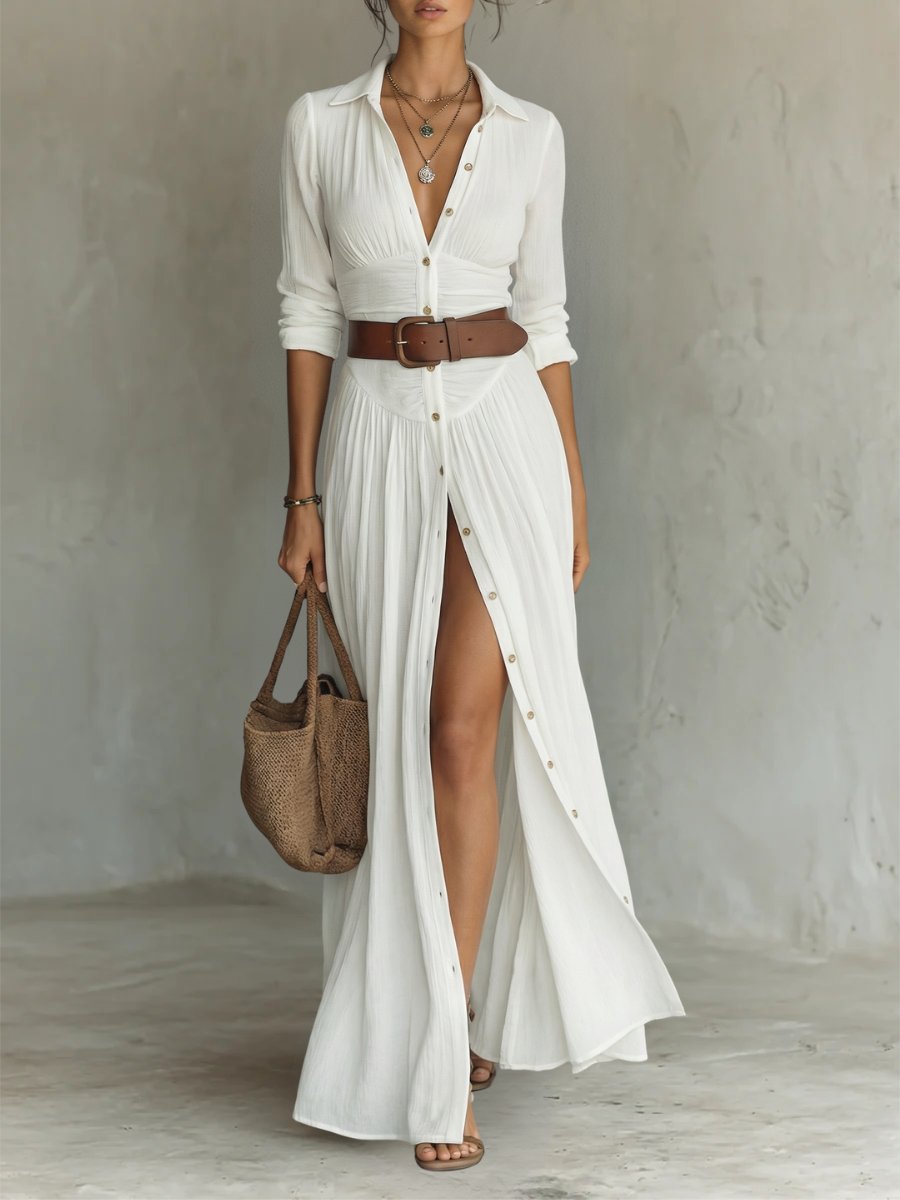 Damen Maxikleid im Boho-Stil für Sommer in Weiß