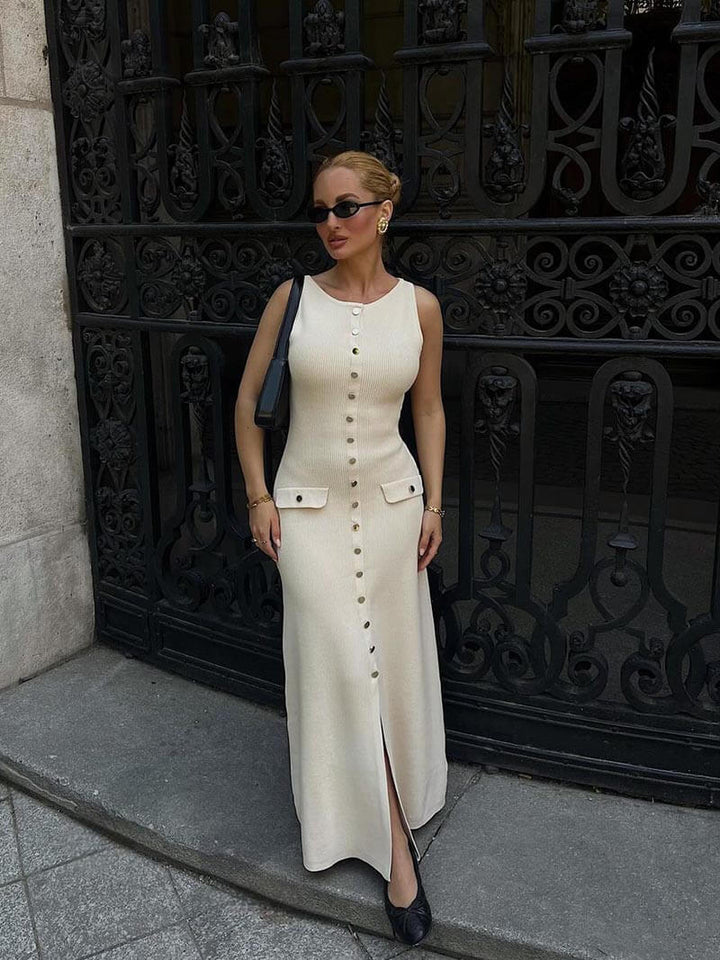 Damen Maxikleid im eleganten Stil für Hochzeitsgäste in Beżowy
