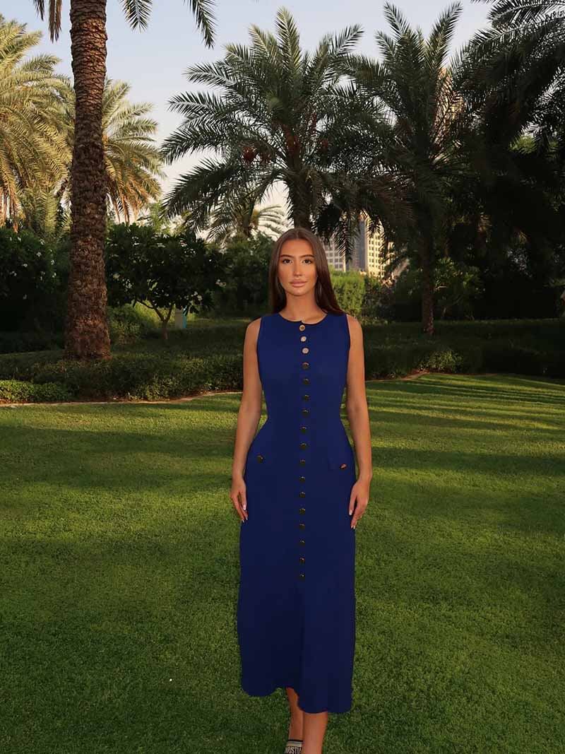 Damen Maxikleid im eleganten Stil für Hochzeitsgäste in Marineblau