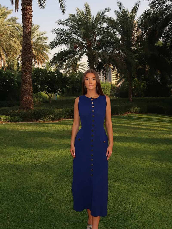 Damen Maxikleid im eleganten Stil für Hochzeitsgäste in Marineblau