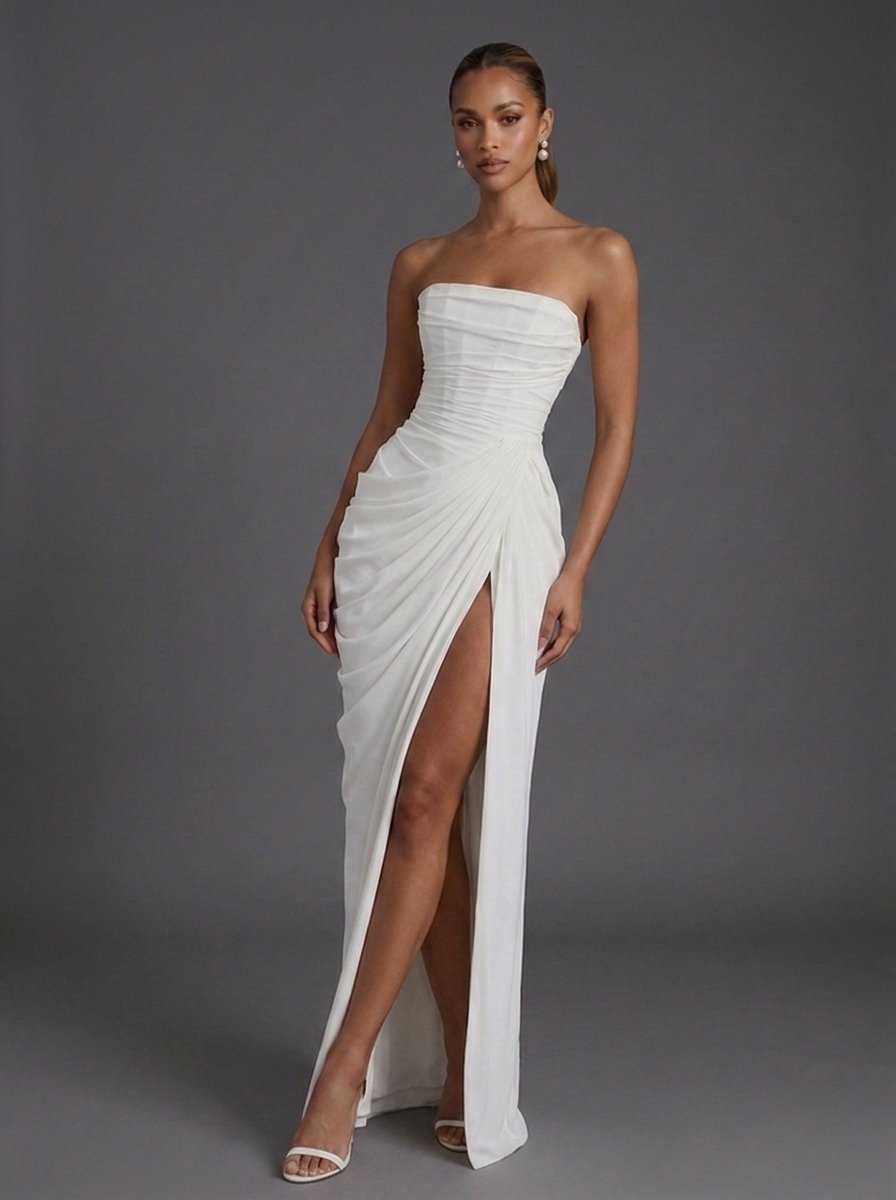 Damen Maxikleid im Herbst für Hochzeitsgäste in Weiß