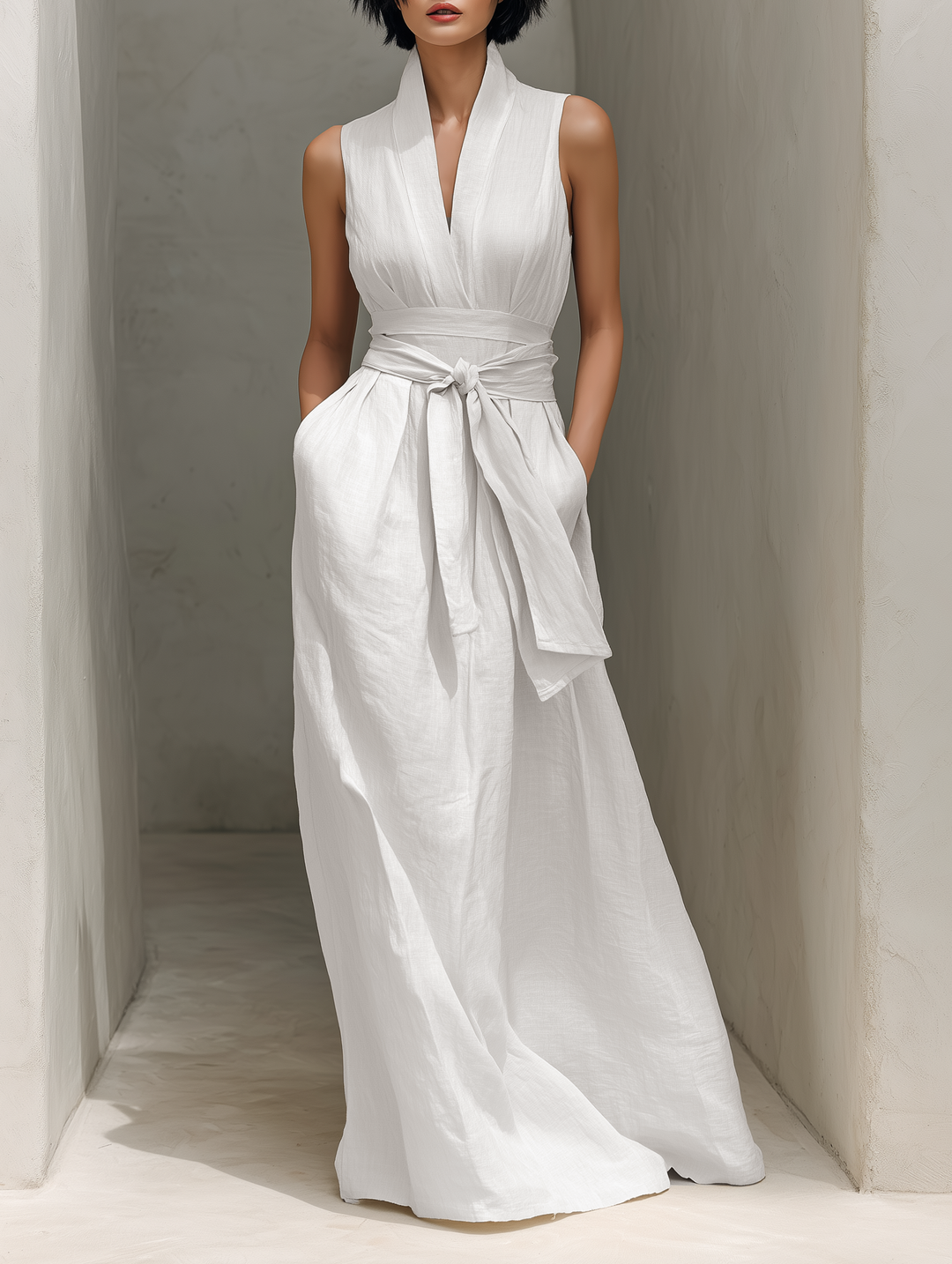 Damen Maxikleid im minimalistischen Stil für Hochzeitsgäste in Weiß