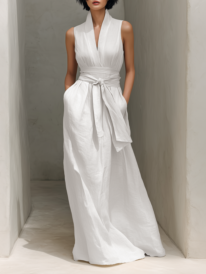 Damen Maxikleid im minimalistischen Stil für Hochzeitsgäste in Weiß
