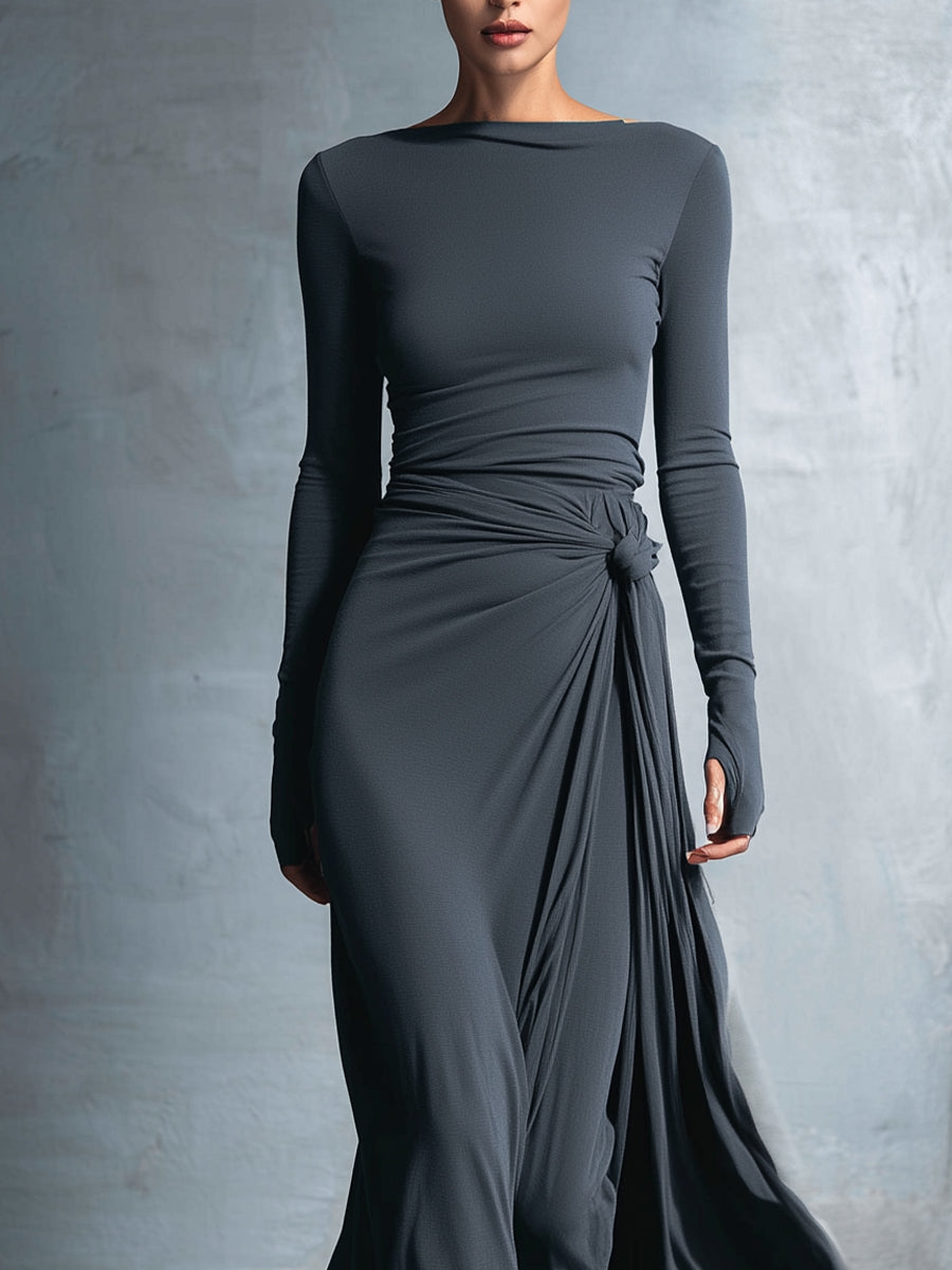 Damen Maxikleid im Wickel-Stil für Herbsthochzeiten (2)