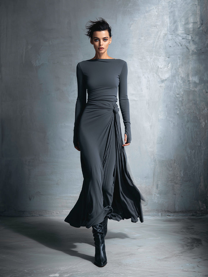 Damen Maxikleid im Wickel-Stil für Herbsthochzeiten (7)