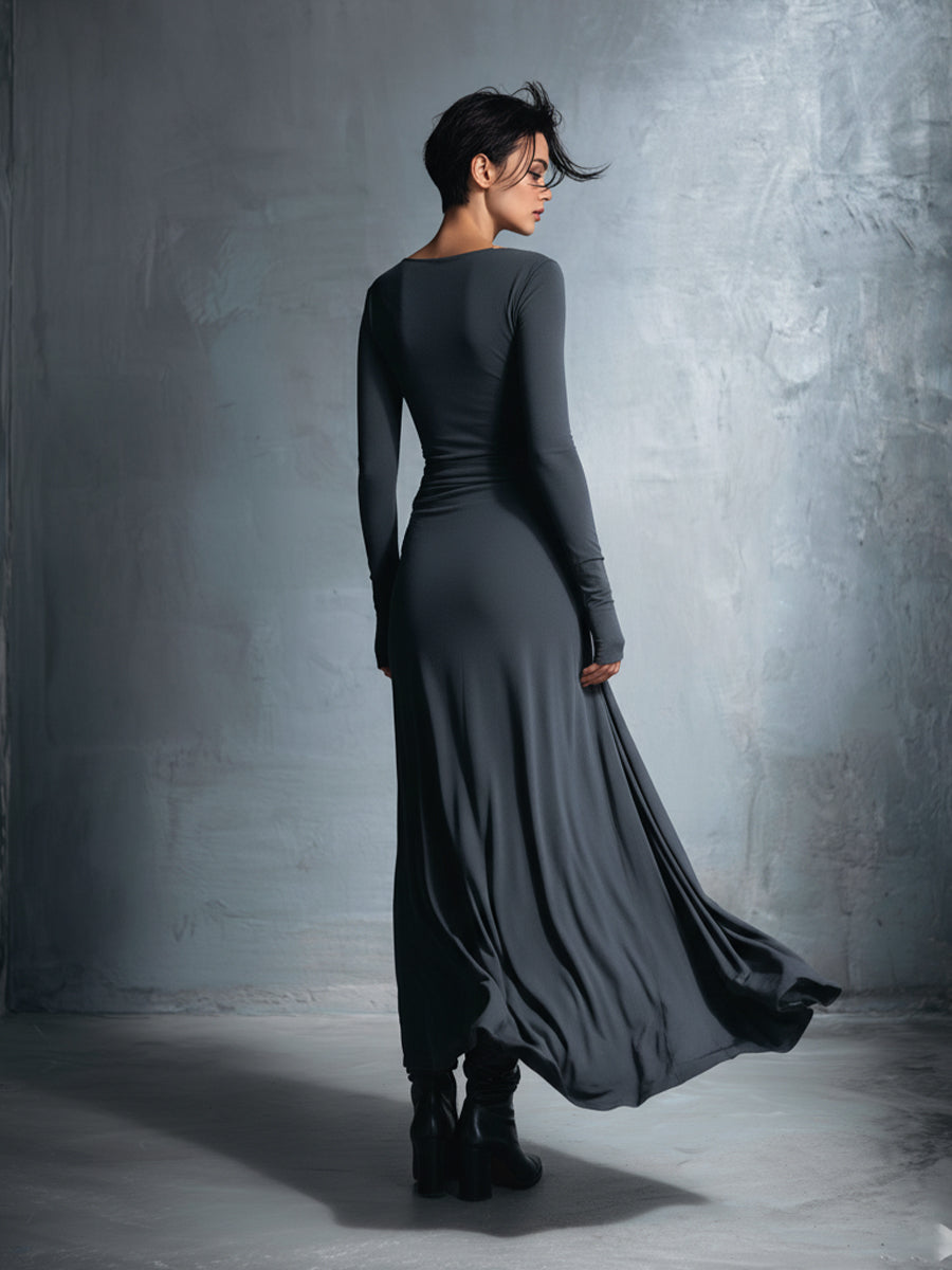 Damen Maxikleid im Wickel-Stil für Herbsthochzeiten (8)
