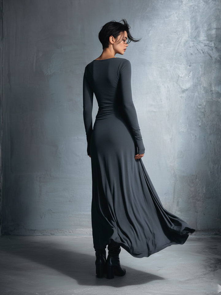 Damen Maxikleid im Wickel-Stil für Herbsthochzeiten (8)