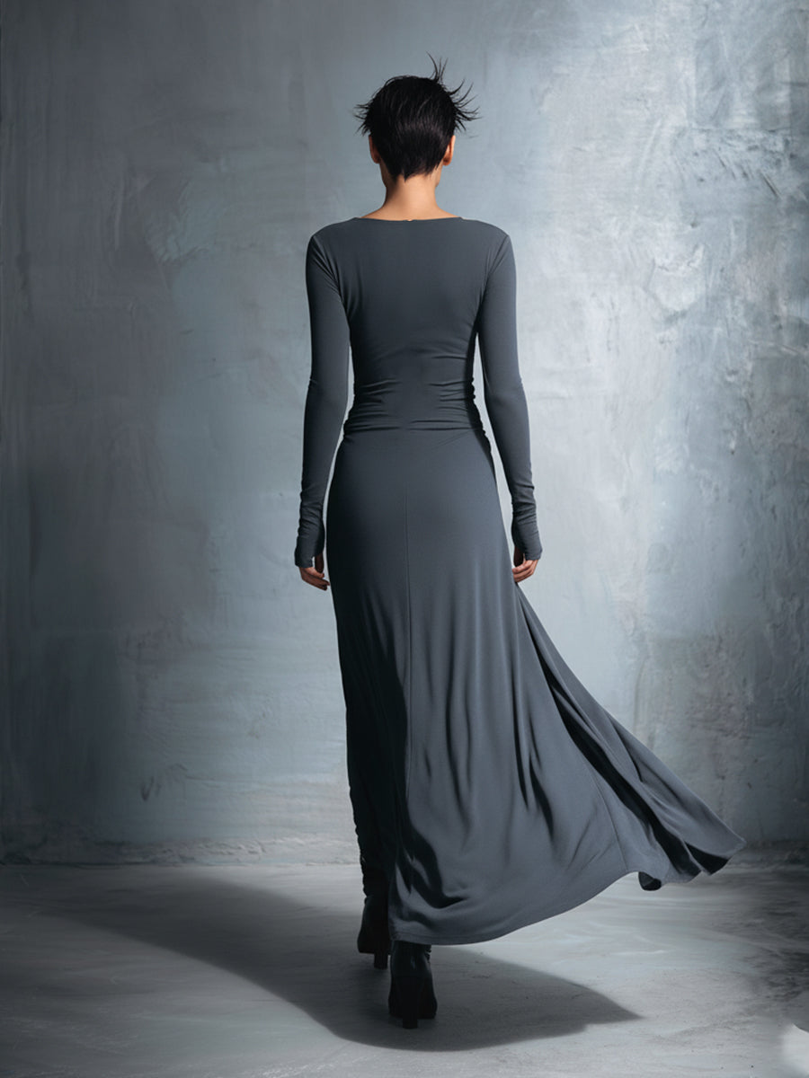 Damen Maxikleid im Wickel-Stil für Herbsthochzeiten (9)