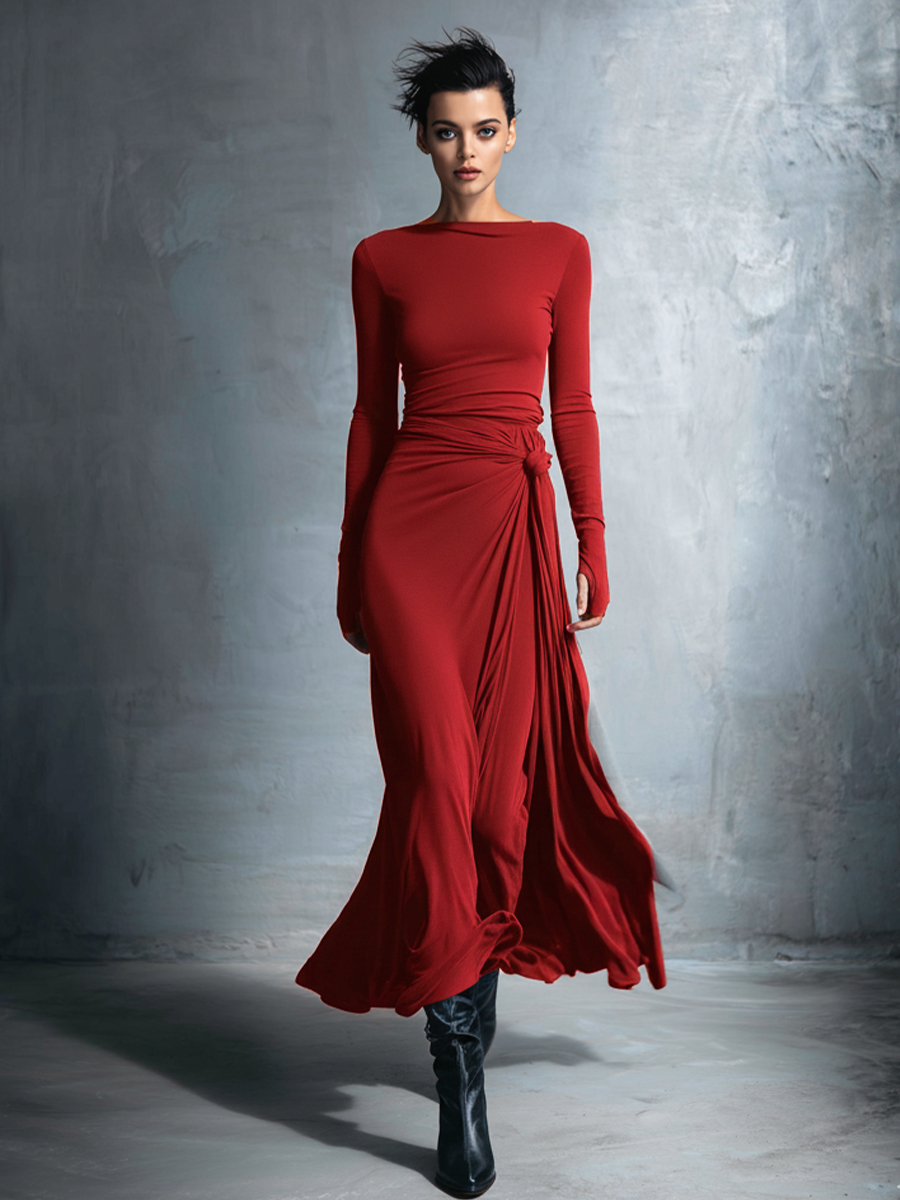 Damen Maxikleid im Wickel-Stil für Herbsthochzeiten in Bordeaux