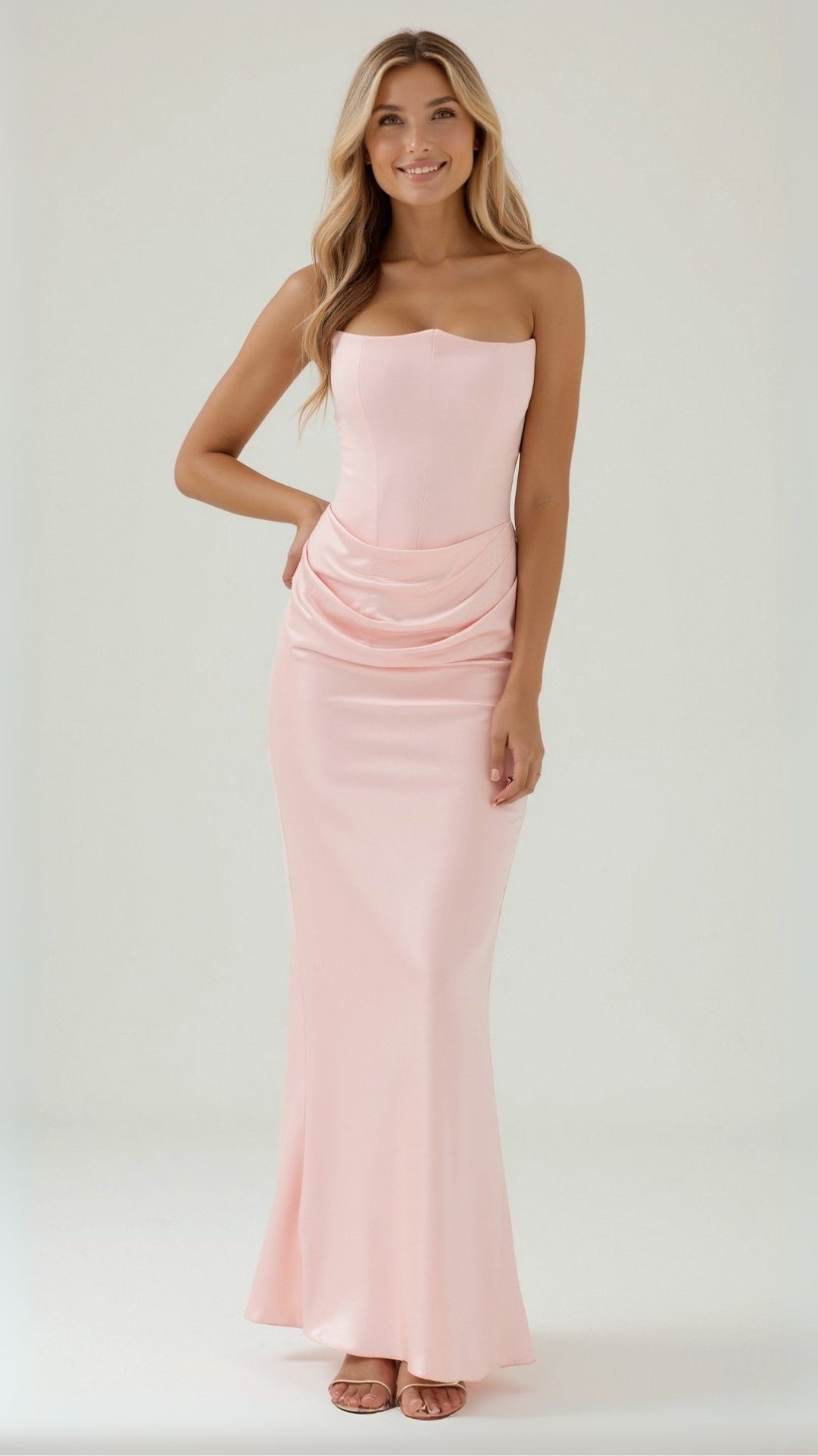 Damen Maxikleid in Säulenform für Hochzeitsgäste in Rosa
