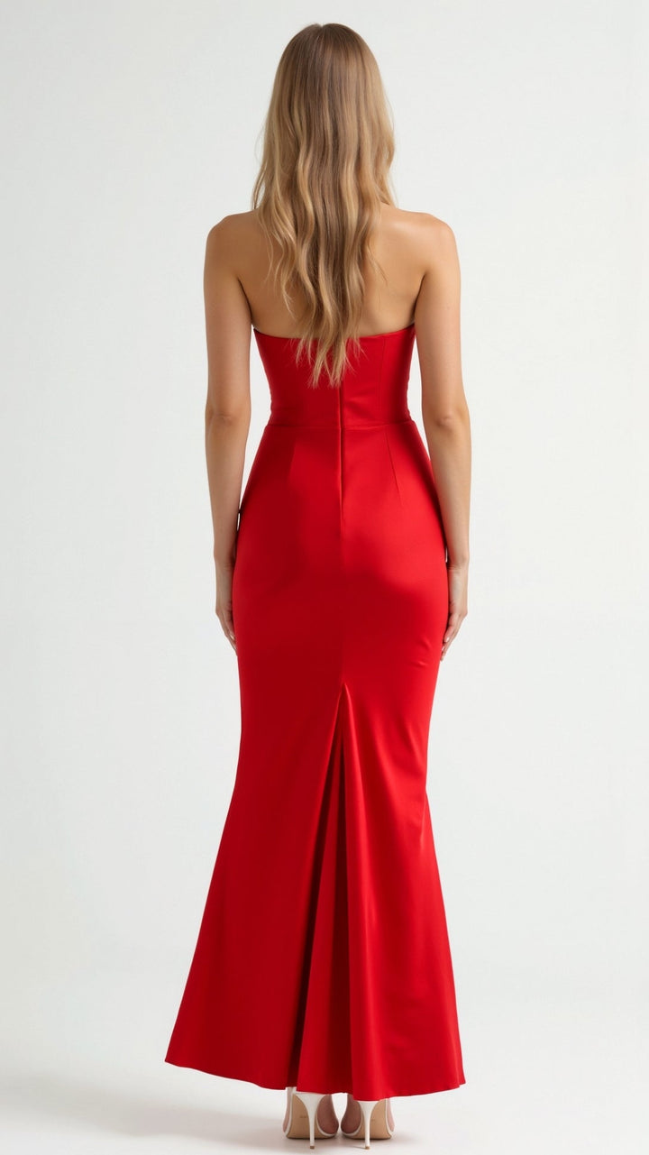 Damen Maxikleid in Säulenform für Hochzeitsgäste in Rot 2