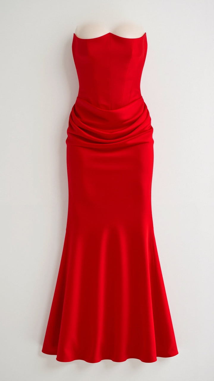 Damen Maxikleid in Säulenform für Hochzeitsgäste in Rot 3