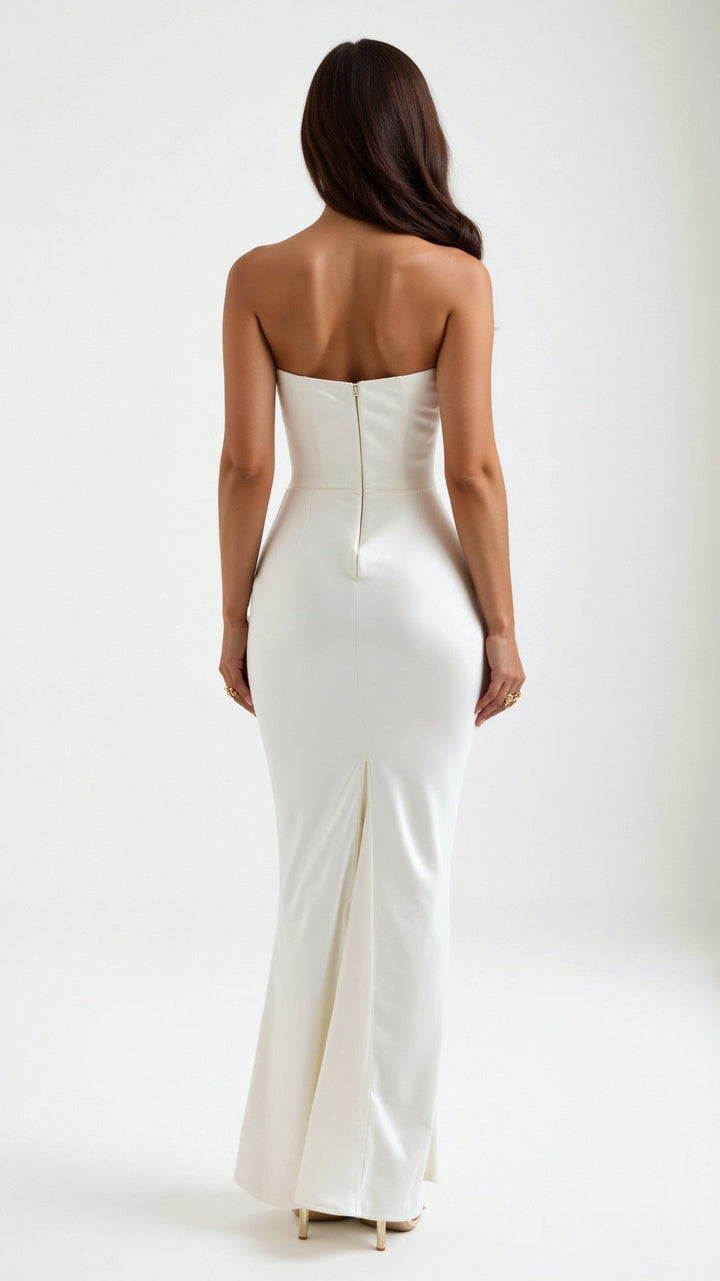 Damen Maxikleid in Säulenform für Hochzeitsgäste in Weiß 7
