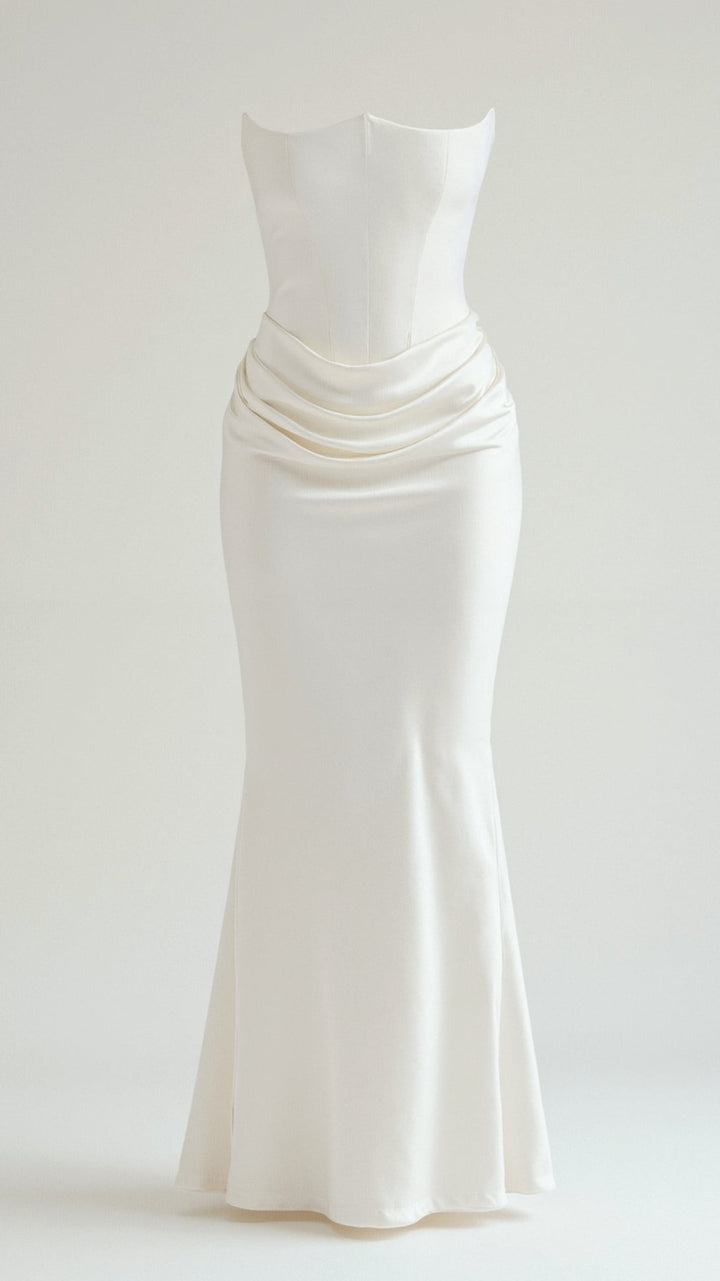 Damen Maxikleid in Säulenform für Hochzeitsgäste in Weiß 8