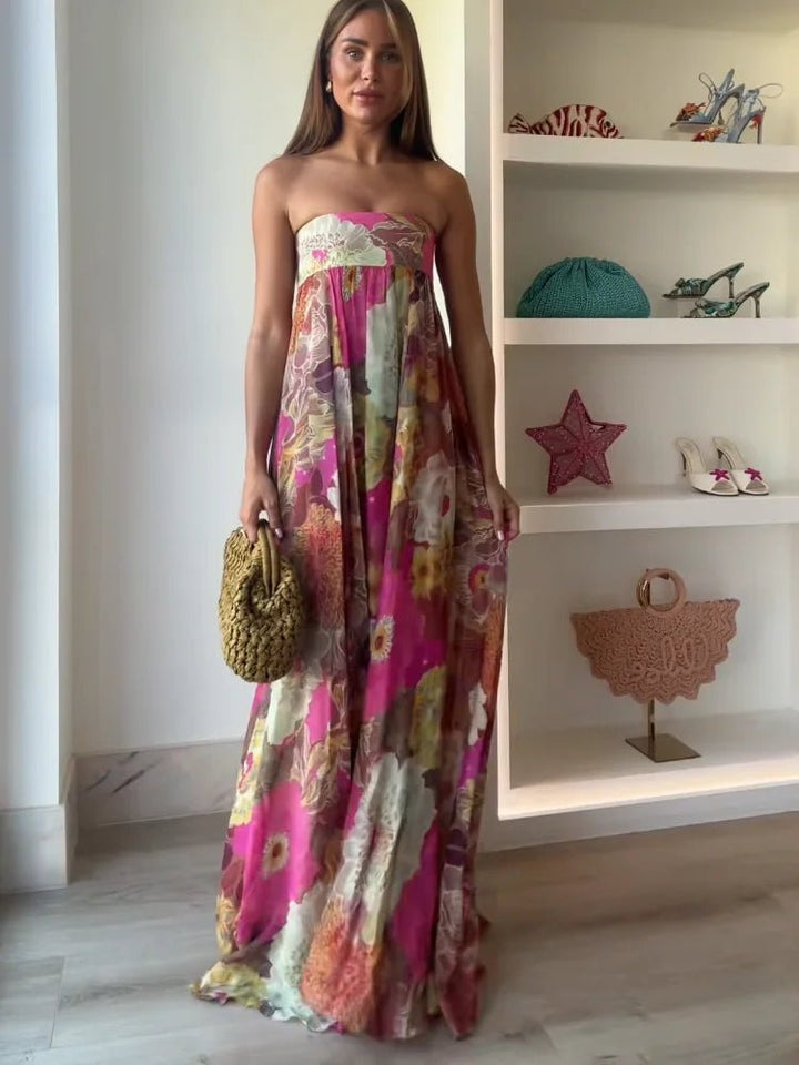 Damen Maxikleid mit Blumenmuster für Hochzeitsgäste