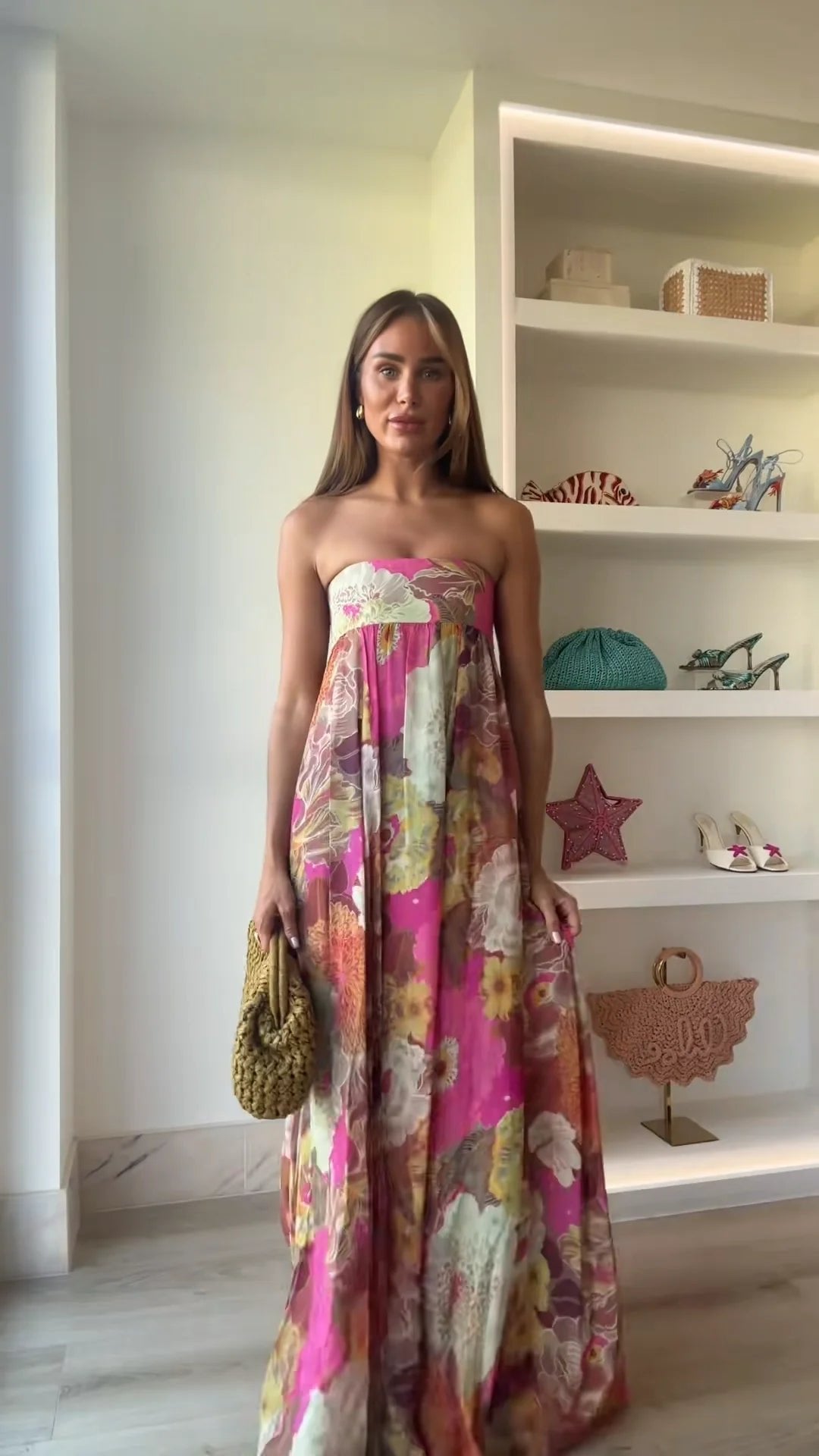 Damen Maxikleid mit Blumenmuster für Hochzeitsgäste in Mehrfarbig
