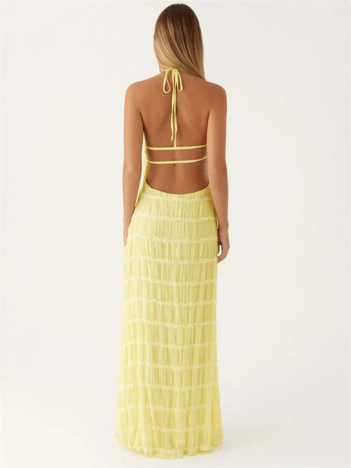 Damen Maxikleid mit Halter-Ausschnitt für Hochzeitsgäste (5)