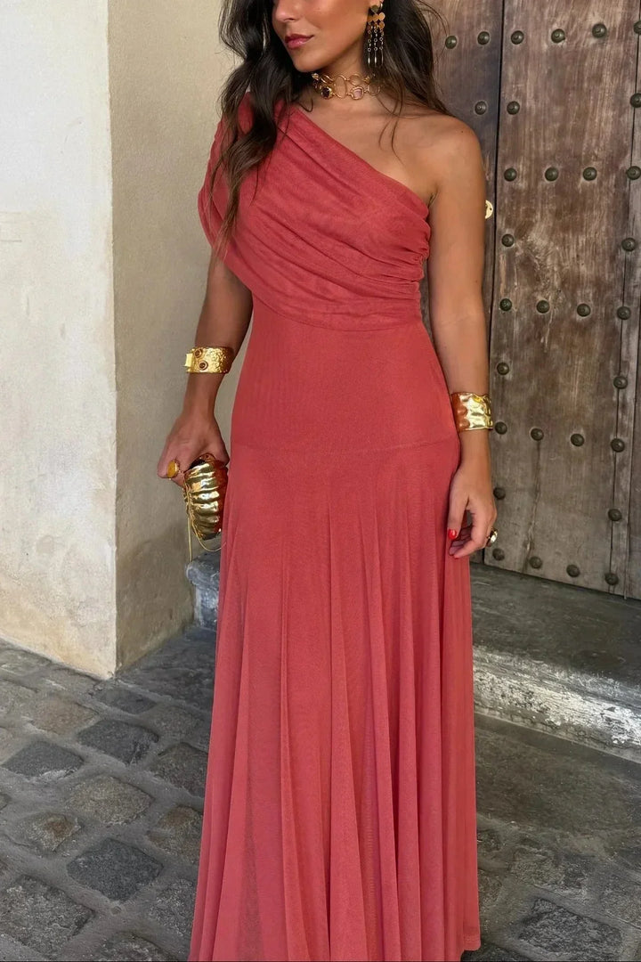 Damen Maxikleid mit One-Shoulder für Hochzeitsgäste und formale Sommerabende (5)
