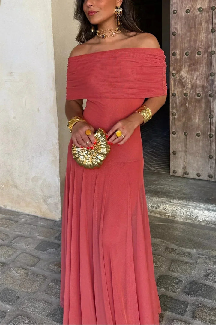 Damen Maxikleid mit One-Shoulder für Hochzeitsgäste und formale Sommerabende in Rot