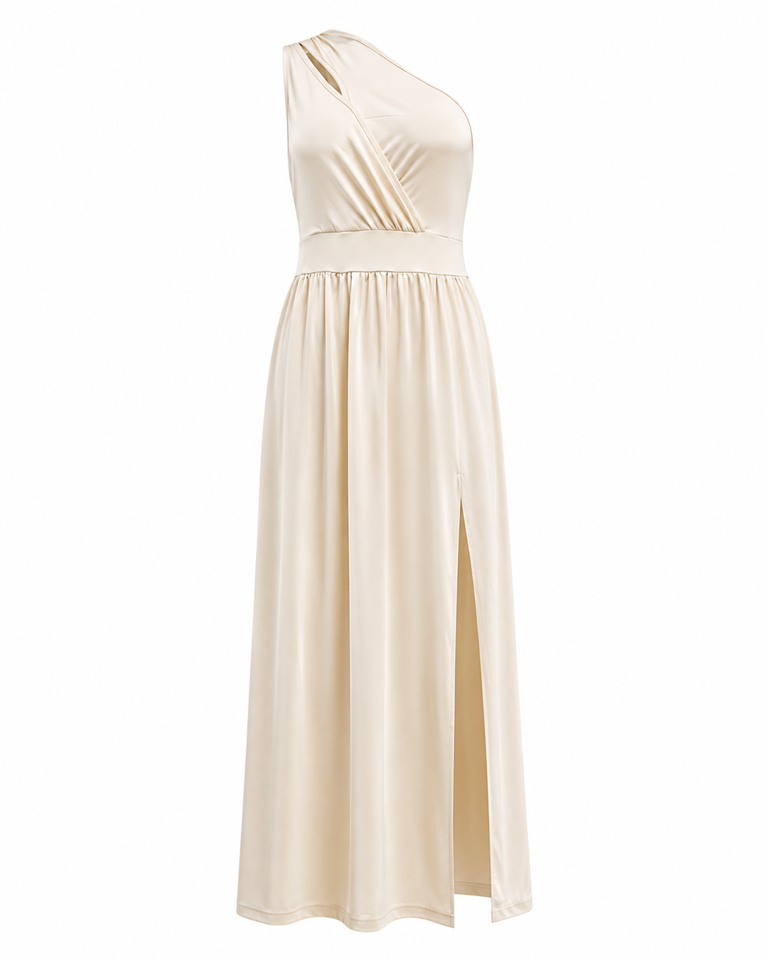 Damen Maxikleid mit Schlitz und asymmetrischer Schulter (7)