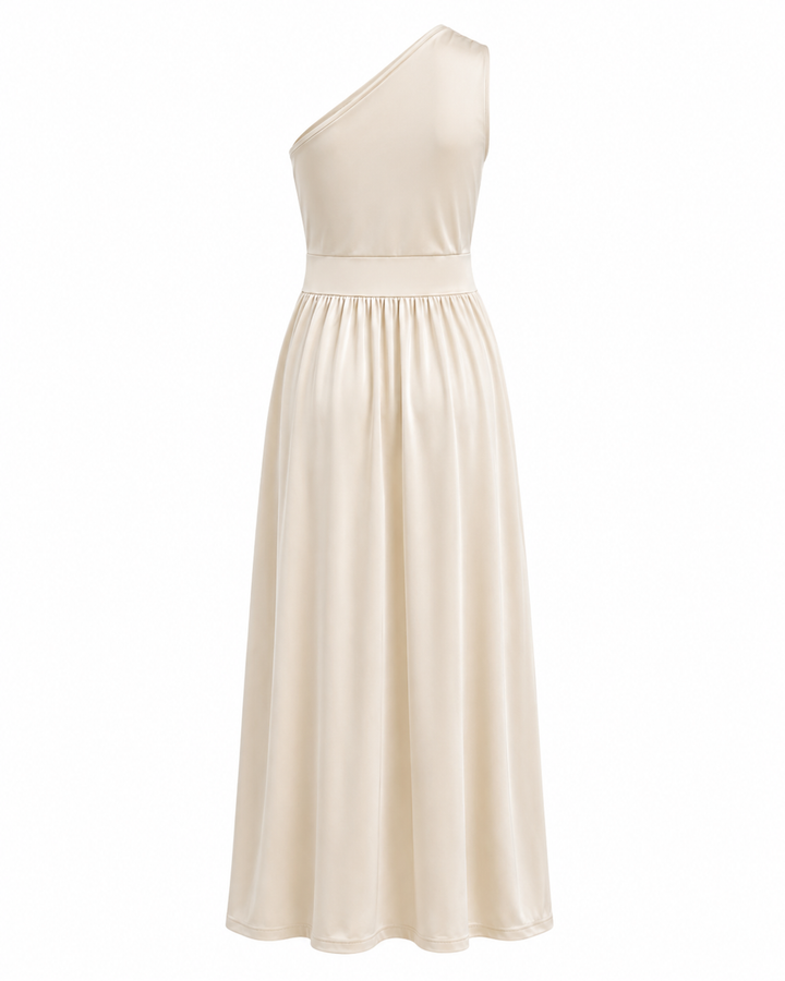 Damen Maxikleid mit Schlitz und asymmetrischer Schulter (8)