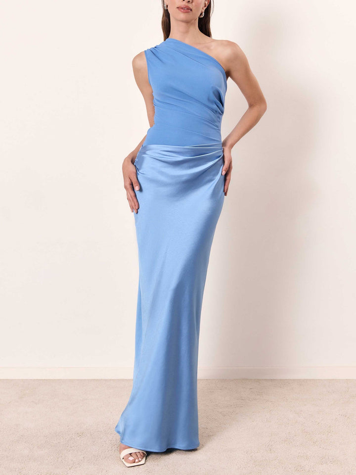 Damen Maxikleid zum Herbst für Hochzeitsgäste in Blau