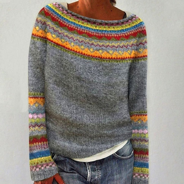 Damen Merino Norweger Pullover für den Herbst in Grau