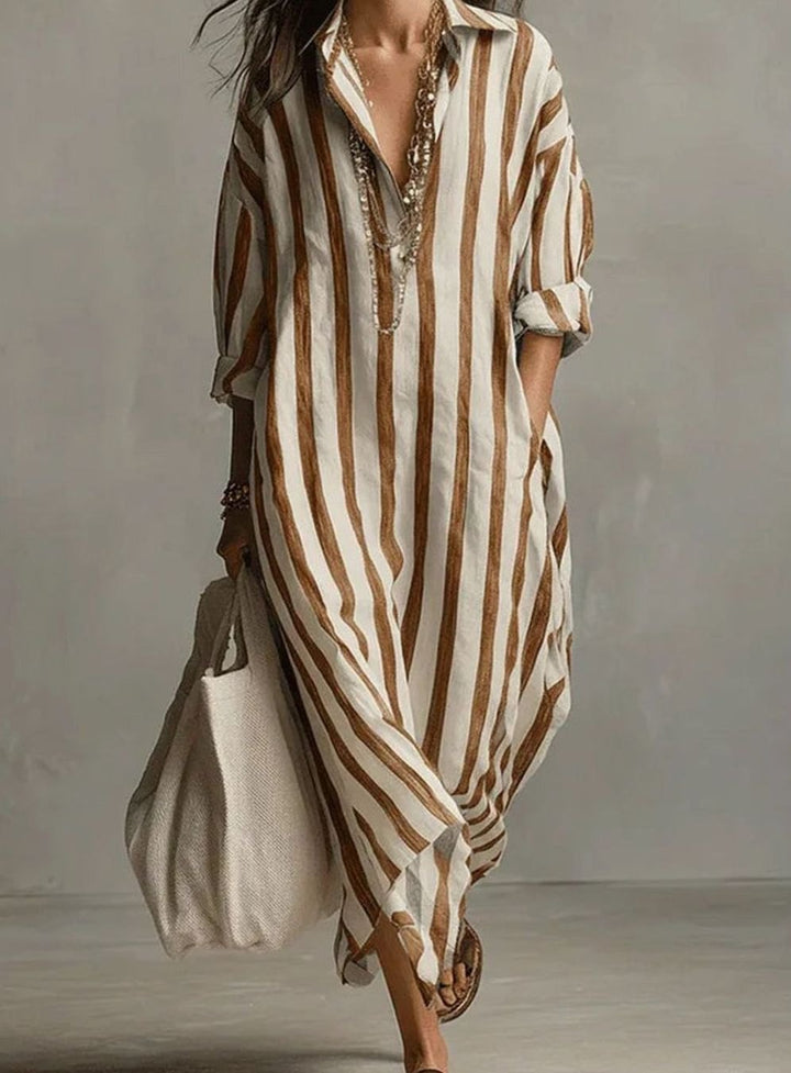 Damen Midi Bluse aus feinem Leinen in Earthy Yellow