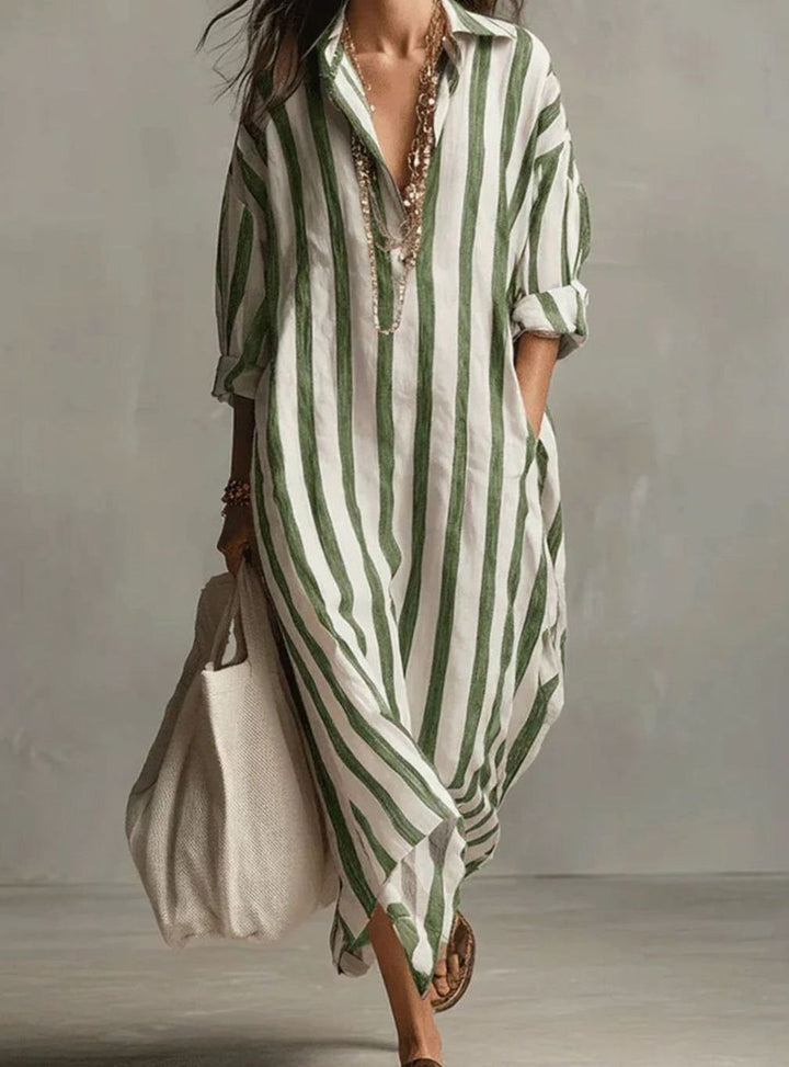 Damen Midi Bluse aus feinem Leinen in Grün