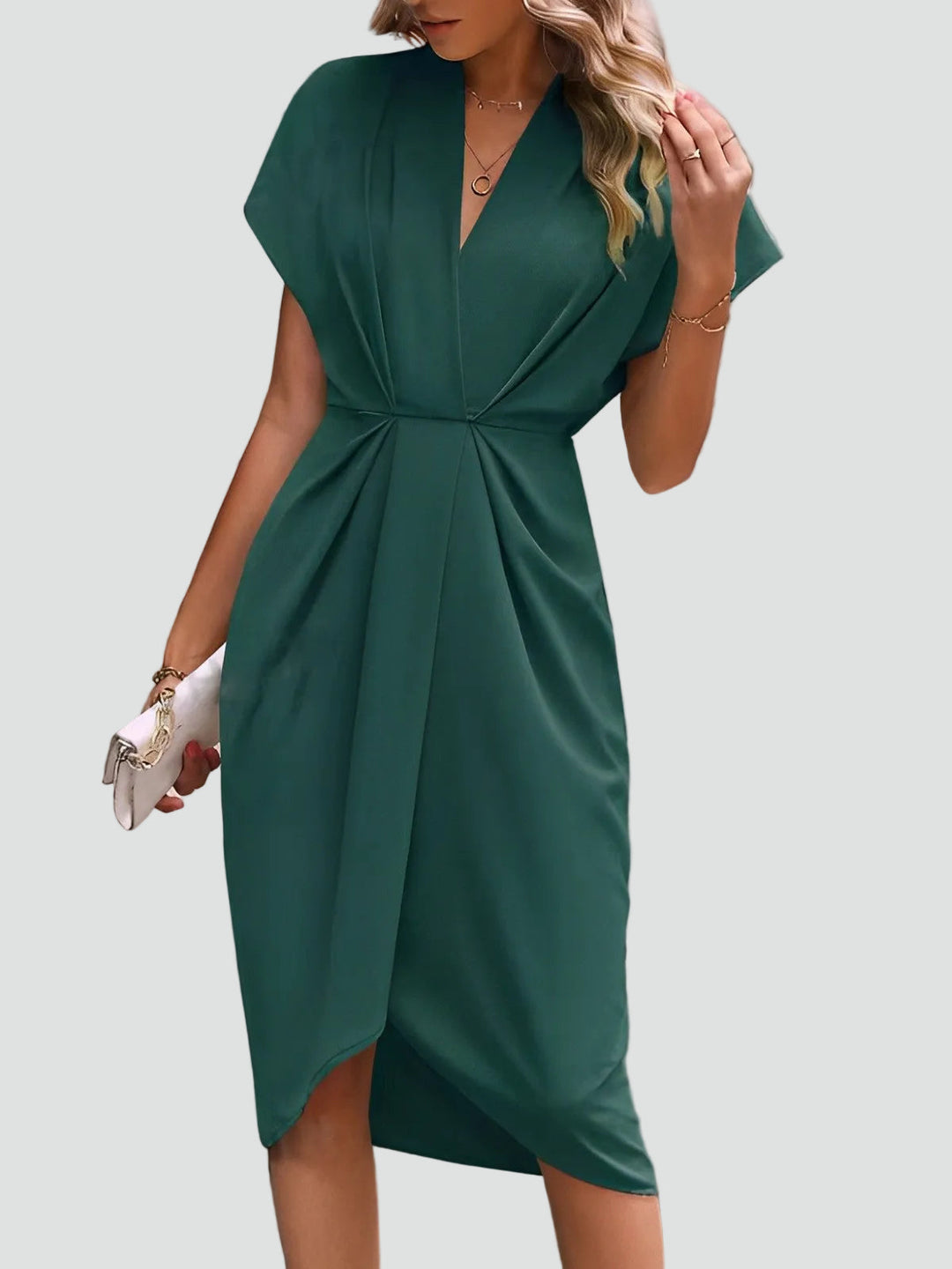 Damen Midi Cocktailkleid mit Wickelschnitt (3)
