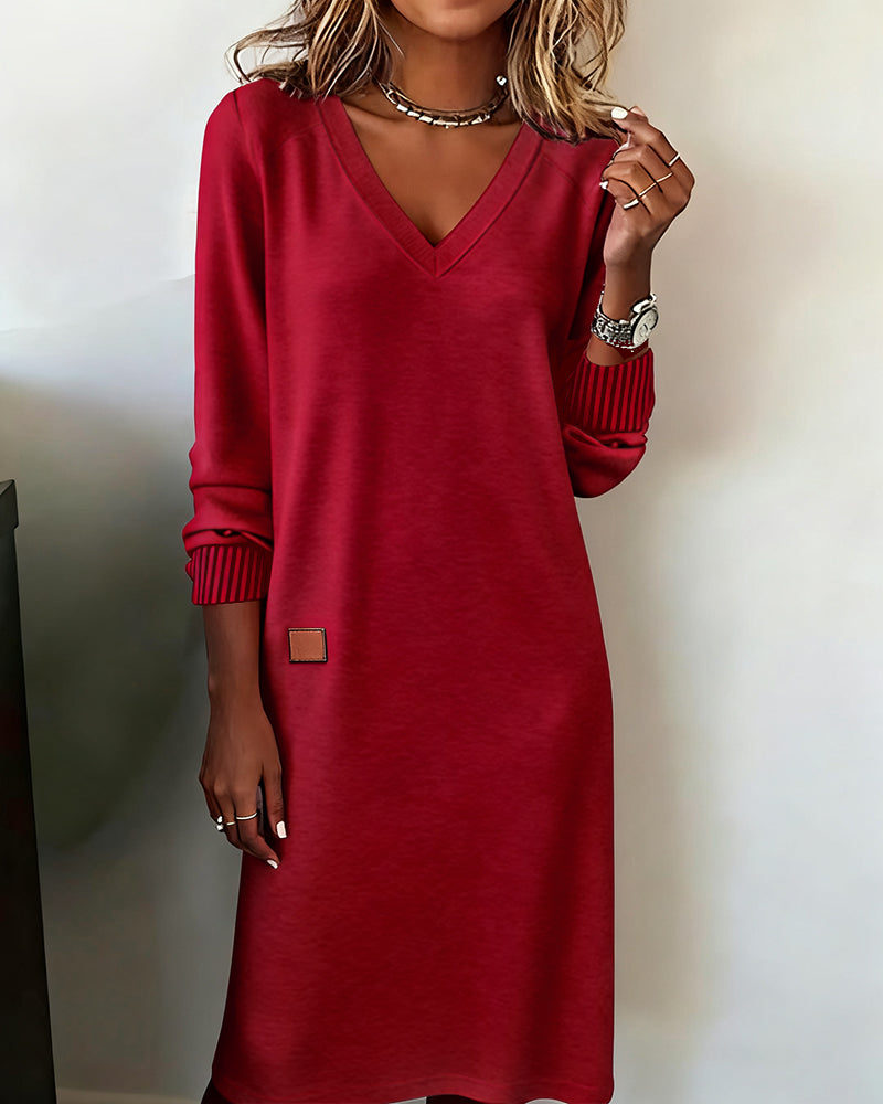 Damen Midi-Strickkleid gemütlich für Herbst in Rot