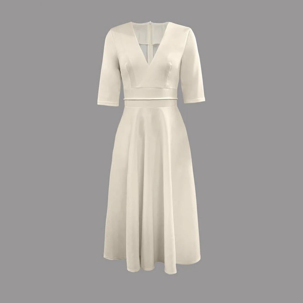 Damen Midikleid für Hochzeitsgäste im Sommer in Weiß 2