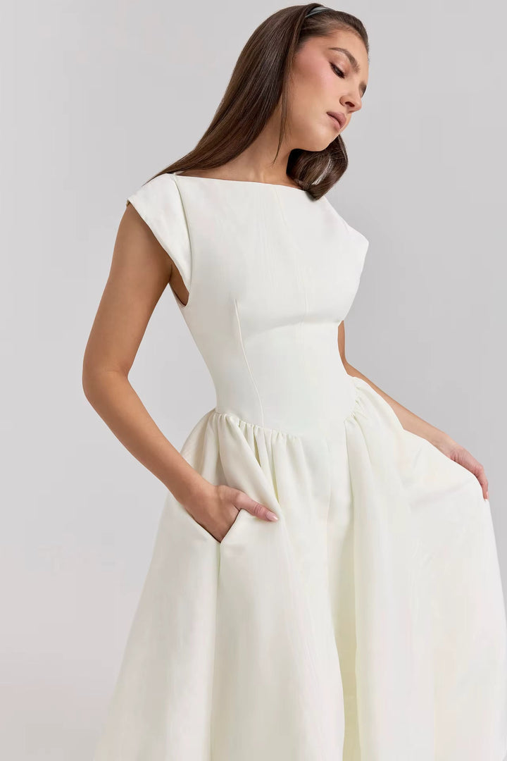Damen Midikleid mit Puffärmeln für Hochzeitsgäste (2)