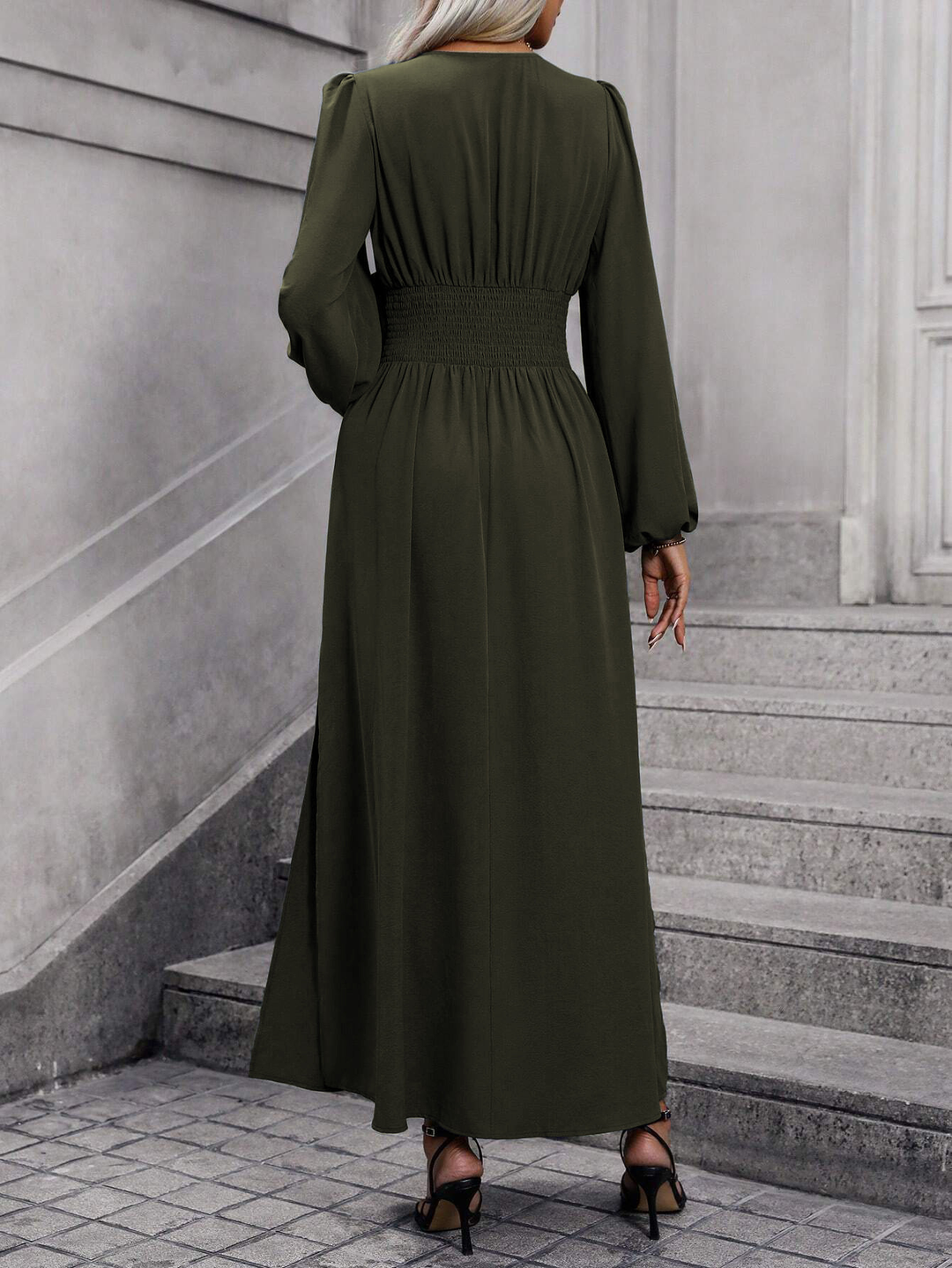 Damen Midikleid mit Schlitz für Hochzeitsgäste (4)
