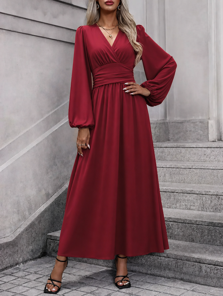 Damen Midikleid mit Schlitz für Hochzeitsgäste in Rot