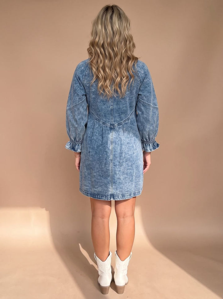 Damen Mini-Bluse Acid-Wash Denim für Alltag (7)