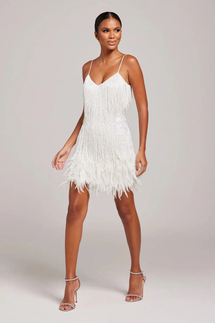 Damen Mini Festliches Kleid mit Fransendetails (2)