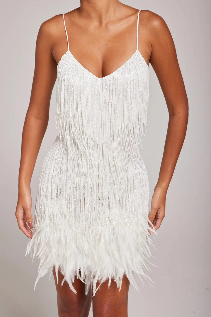 Damen Mini Festliches Kleid mit Fransendetails (7)