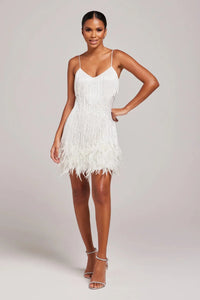 Mila | Damen Mini Festliches Kleid mit Fransendetails