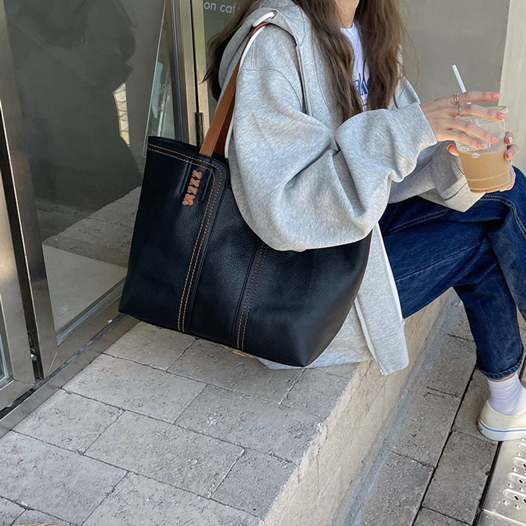 Damen Minimalistische Kunstleder-Laptoptasche für den Alltag (5)