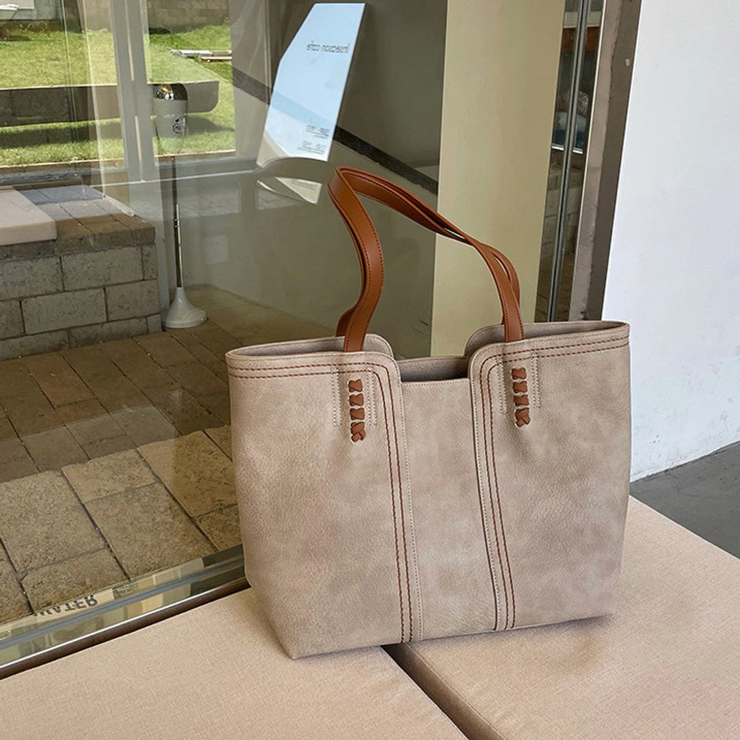 Damen Minimalistische Kunstleder-Laptoptasche für den Alltag in Khaki