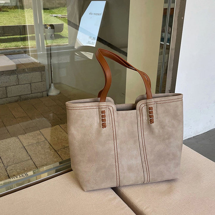 Damen Minimalistische Kunstleder-Laptoptasche für den Alltag in Khaki